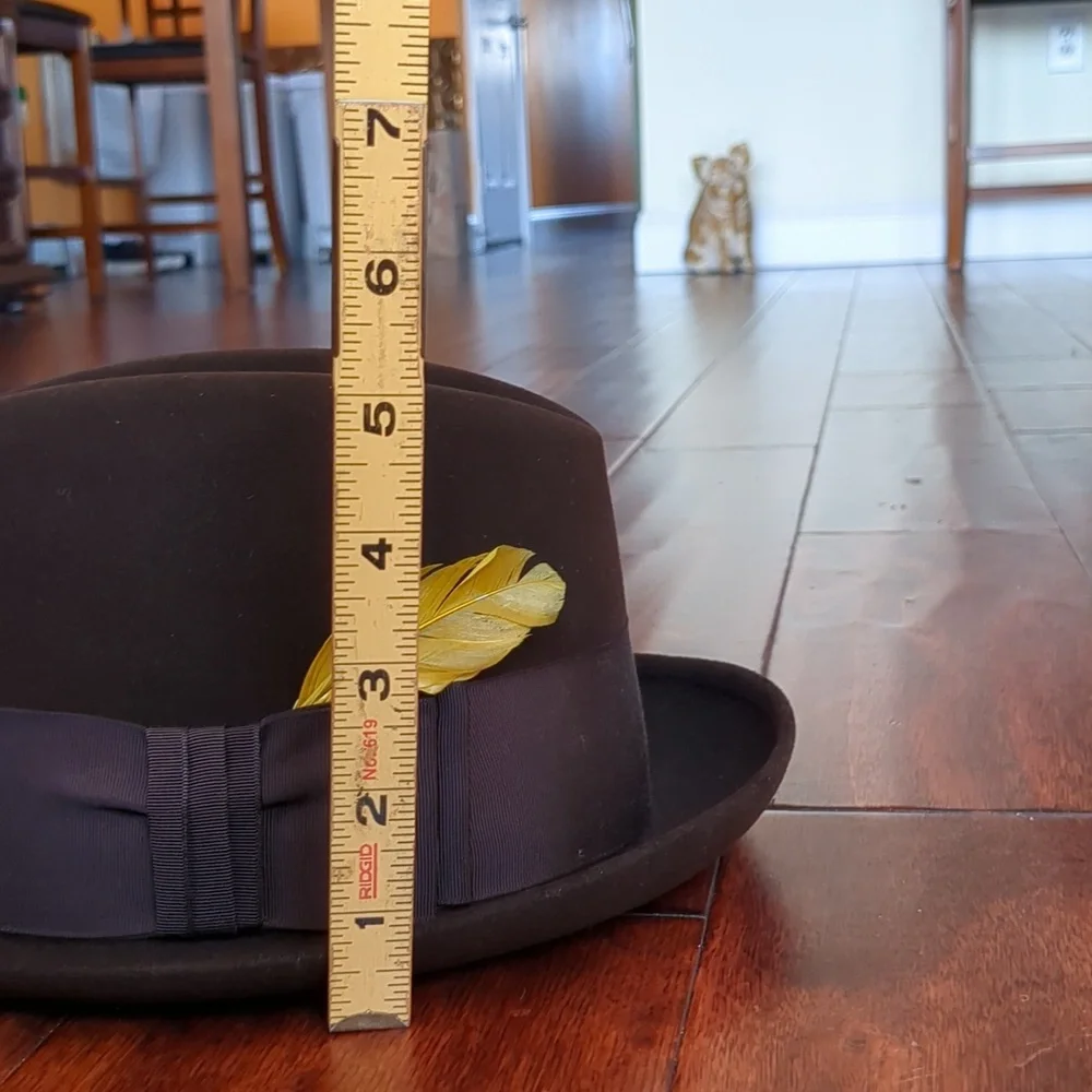 MEN'S VINTAGE DOBBS FELT BROWN FEDORA SIZE 6 7/8 - Picture 15 of 16